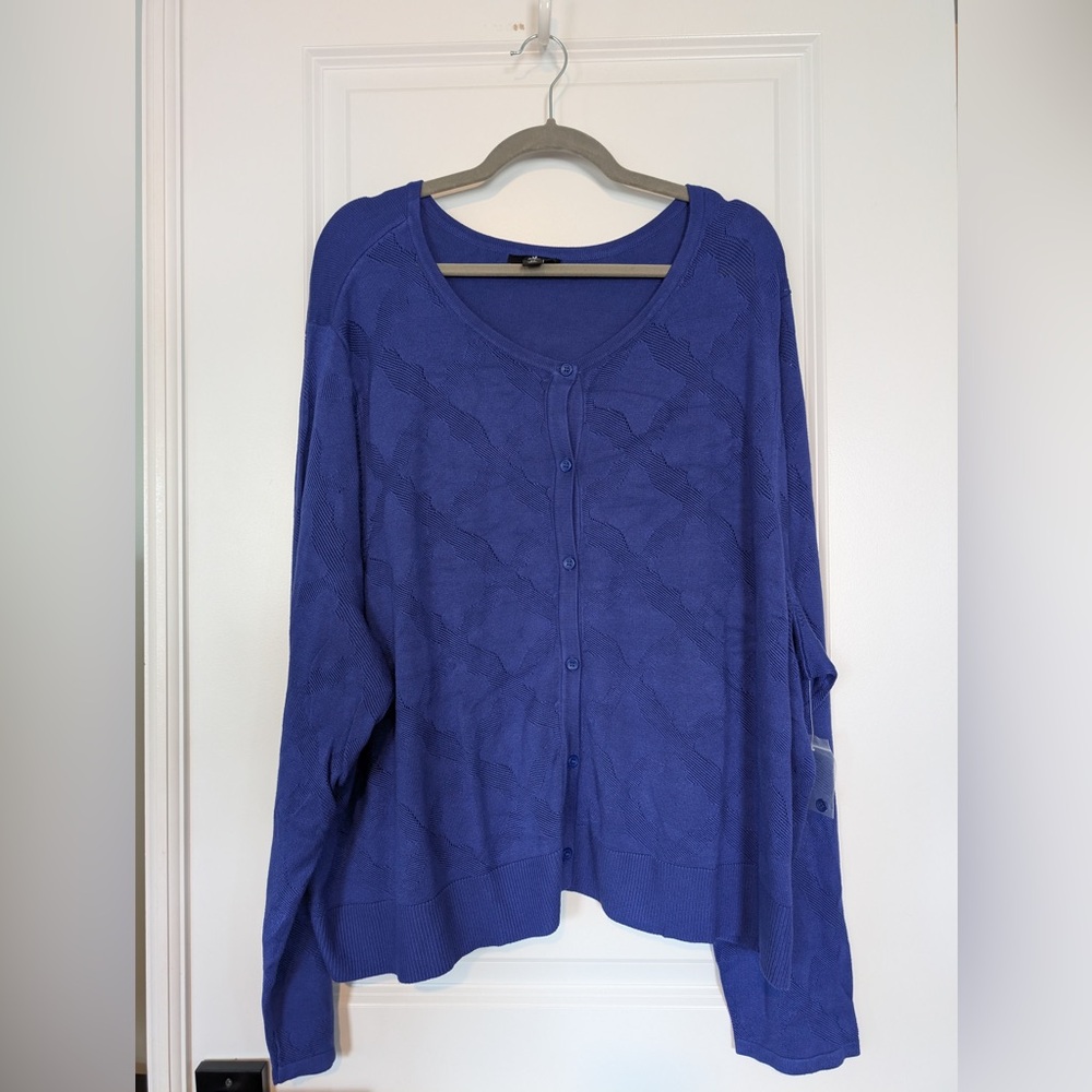 Jason Wu Women’s Button Front Cardigan Royal Blue Size 5X